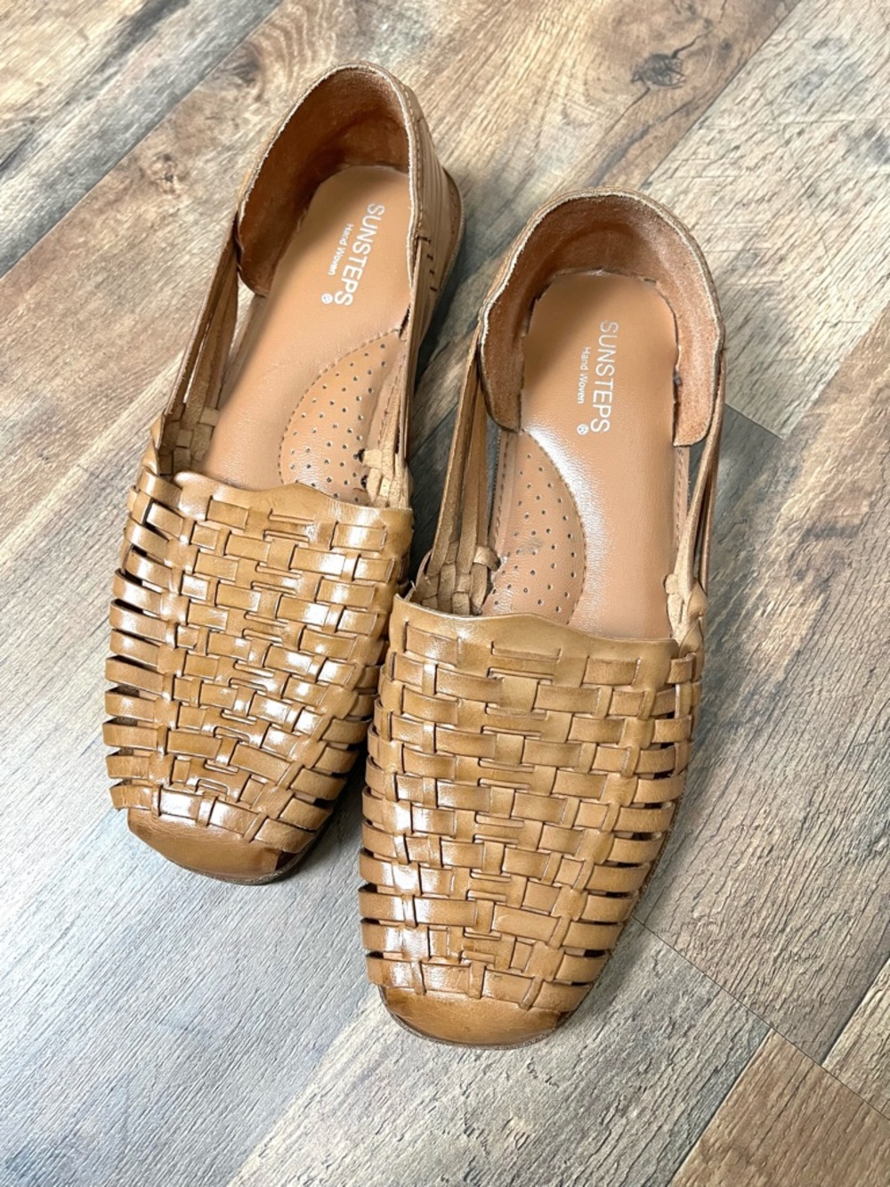 Sunsteps Woven Tan Slip-On Loafers
